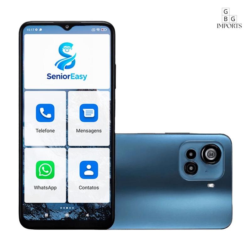 Smartphone para Idosos 128GB 4GB RAM, Tela 6.5 Grande, Fácil de Usar, com Acessórios Celular
